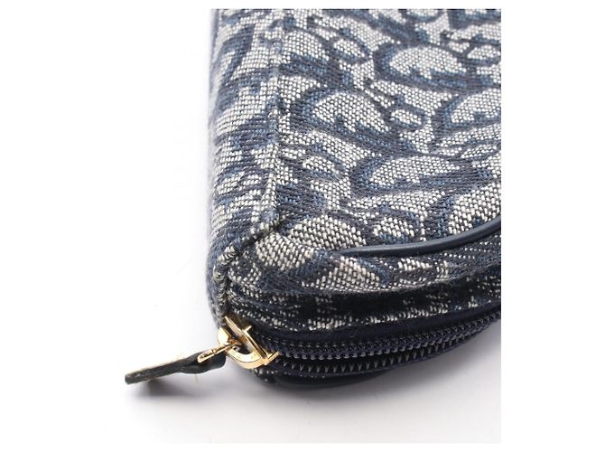 Borsa Christian Dior Dior Saddle Pouch Mini Trotter Beige Blu navy - vista 7