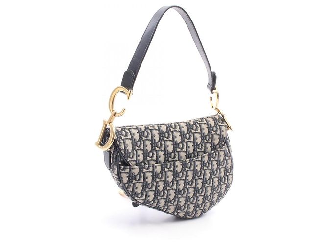 Borsa Saddle Christian Dior blu navy e beige - vista 2