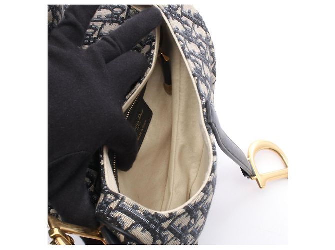 Borsa Saddle Christian Dior blu navy e beige - vista 3