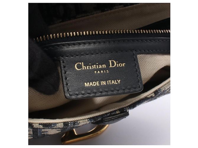 Borsa Saddle Christian Dior blu navy e beige - vista 4