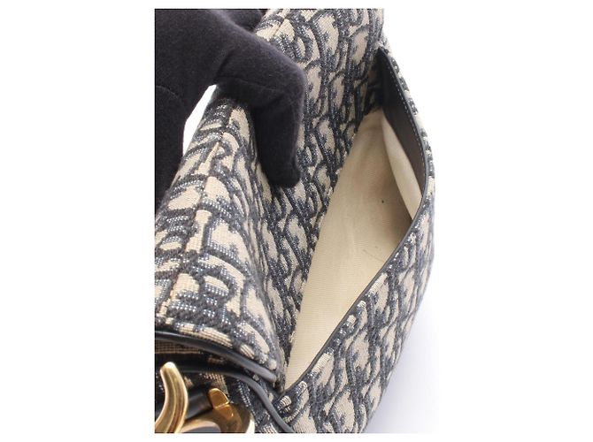 Borsa Saddle Christian Dior blu navy e beige - vista 5