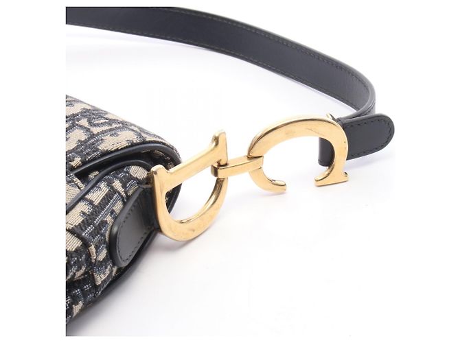Borsa Saddle Christian Dior blu navy e beige - vista 6