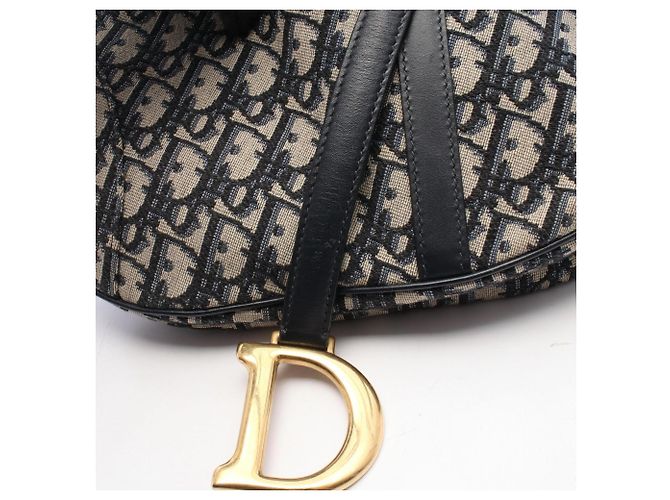 Borsa Saddle Christian Dior blu navy e beige - vista 7