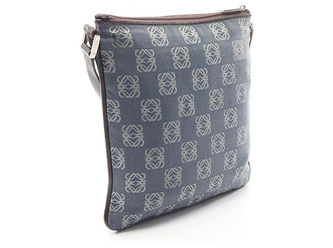 Borsa a Spalla Loewe Anagram Marrone Blu - vista 2