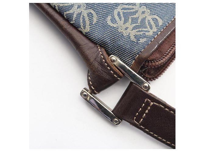 Borsa a Spalla Loewe Anagram Marrone Blu - vista 8