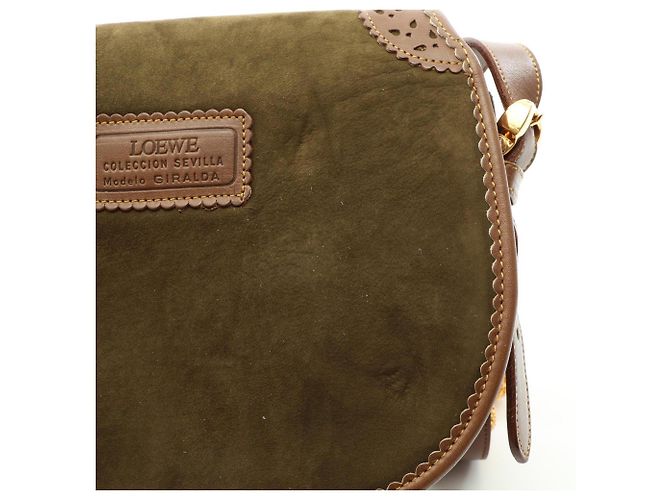 Borsa a spalla Anagram della collezione Siviglia di Loewe Marrone Cachi - vista 14