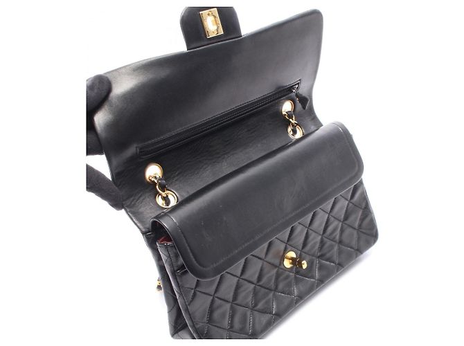 Borsa a Spalla Chanel Matelassé Double Flap Nero - vista 9