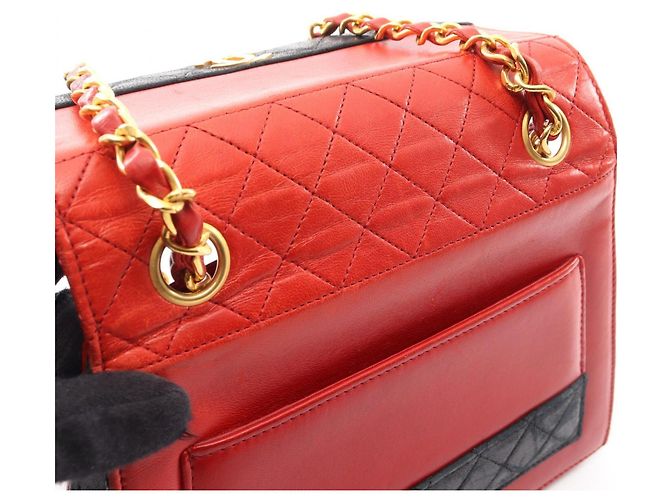 Borsa a Spalla Chanel Matelassé Nero Rosso - vista 12