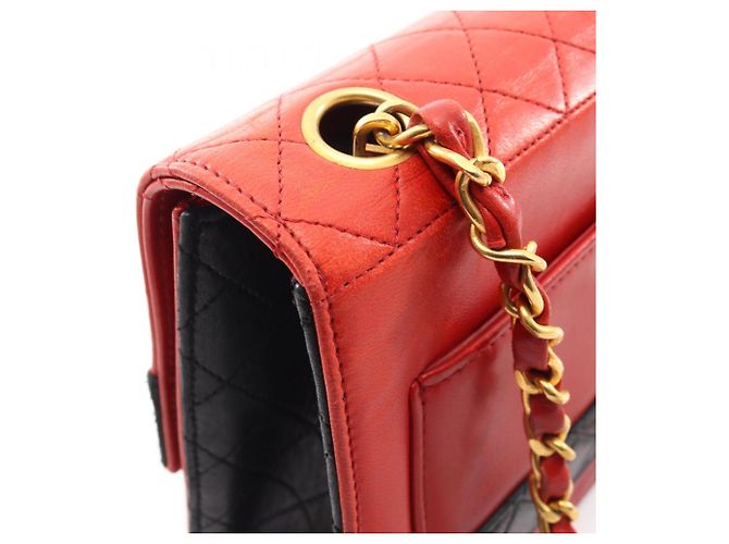 Borsa a Spalla Chanel Matelassé Nero Rosso - vista 14