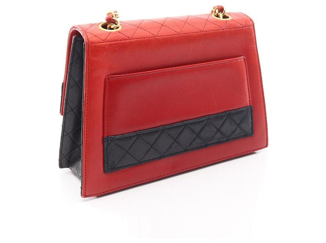 Borsa a Spalla Chanel Matelassé Nero Rosso - vista 2