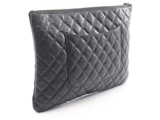 Clutch/Borsa a mano in pelle matelassé Chanel Schwarz - Ansicht 2