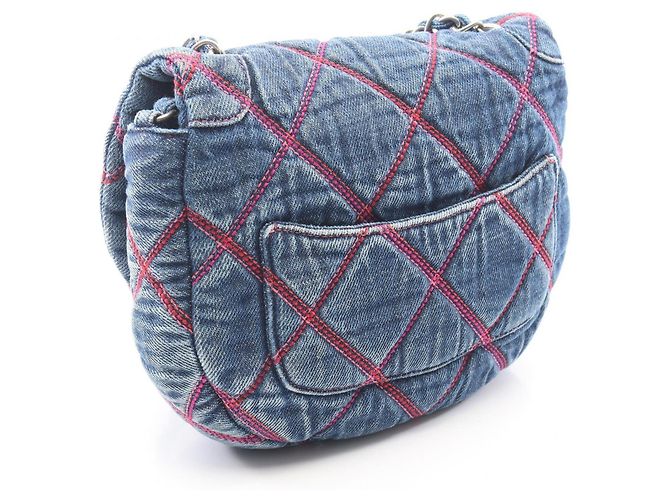 Borsa a Spalla Chanel Matelassé Round Flap Blu navy - vista 2