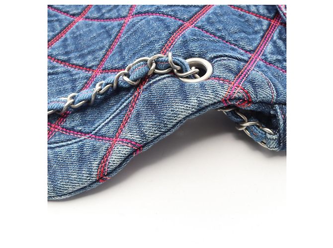 Borsa a Spalla Chanel Matelassé Round Flap Blu navy - vista 7