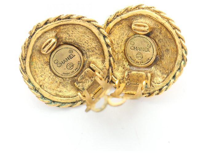 Chanel Clip-Ohrringe, vergoldet Weiß Golden - Ansicht 5
