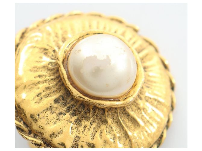Chanel Clip-Ohrringe, vergoldet Weiß Golden - Ansicht 7