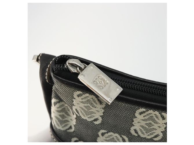 LOEWE Schultertasche Canvas Grau Silber Auth 191354 Braun - Ansicht 10