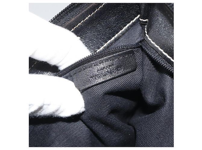 LOEWE Schultertasche Canvas Grau Silber Auth 191354 Braun - Ansicht 12