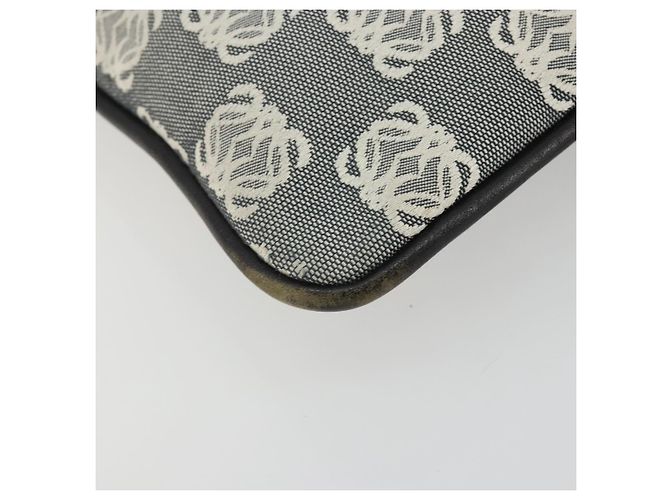 LOEWE Schultertasche Canvas Grau Silber Auth 191354 Braun - Ansicht 15