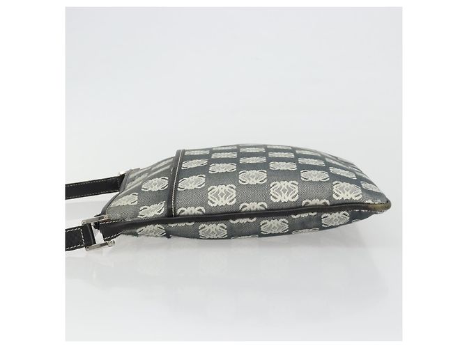 LOEWE Schultertasche Canvas Grau Silber Auth 191354 Braun - Ansicht 4
