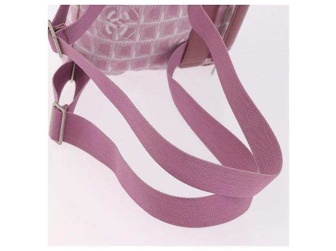 CHANEL Neuer Travel Line Rucksack Canvas 2way Rosa Silber CC Authentisch 189678A Pink - Ansicht 10