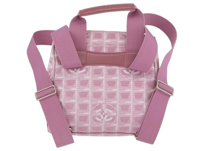 CHANEL Neuer Travel Line Rucksack Canvas 2way Rosa Silber CC Authentisch 189678A Pink - Ansicht 3