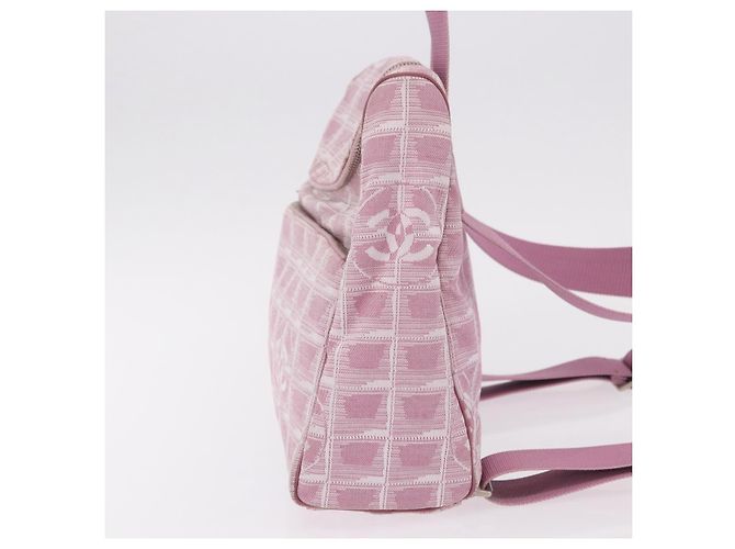 CHANEL Neuer Travel Line Rucksack Canvas 2way Rosa Silber CC Authentisch 189678A Pink - Ansicht 4