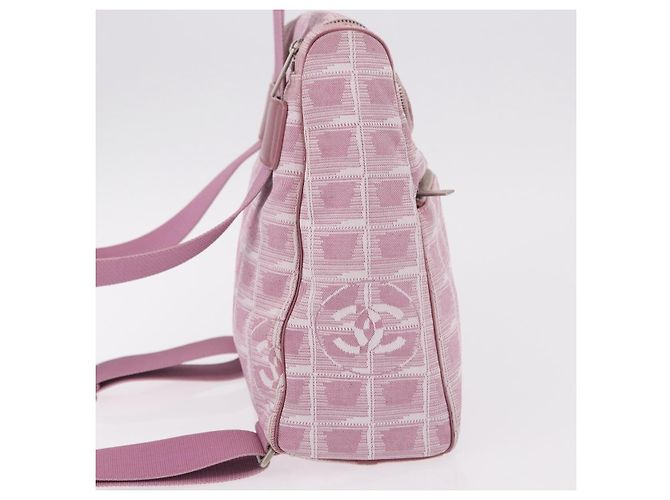 CHANEL Neuer Travel Line Rucksack Canvas 2way Rosa Silber CC Authentisch 189678A Pink - Ansicht 5