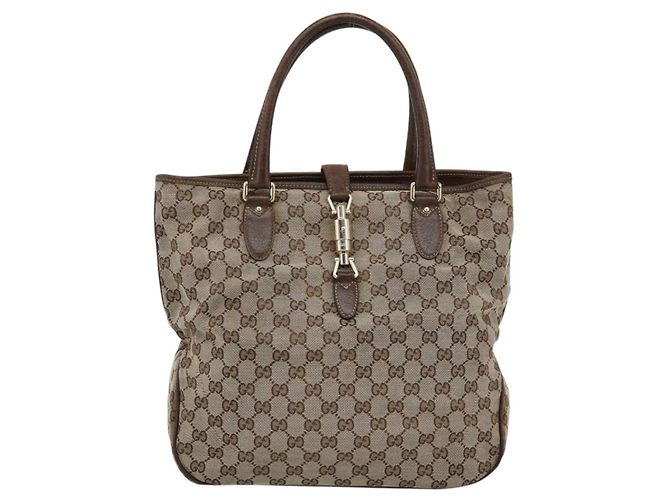 Borsa a mano GUCCI GG Canvas Beige Oro 145818 Auth mr2688 D'oro - vista 2