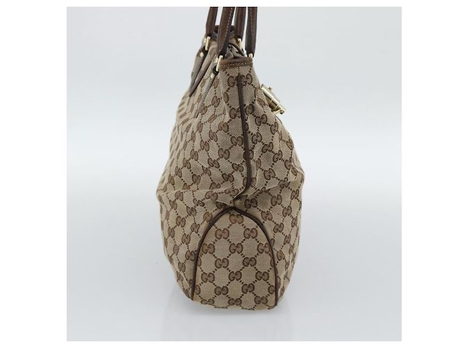 Borsa a mano GUCCI GG Canvas Beige Oro 145818 Auth mr2688 D'oro - vista 4