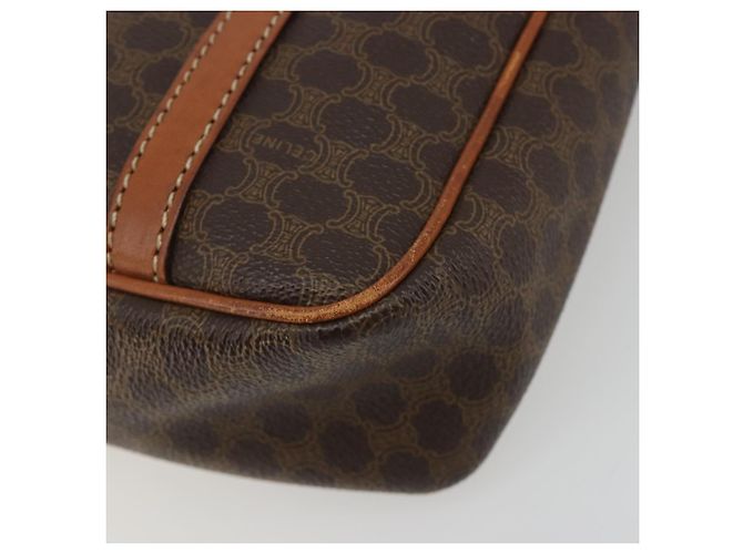 Céline Borsa CELINE Macadam Canvas PVC Pelle Marrone Oro Auth mr2661 D'oro - vista 10