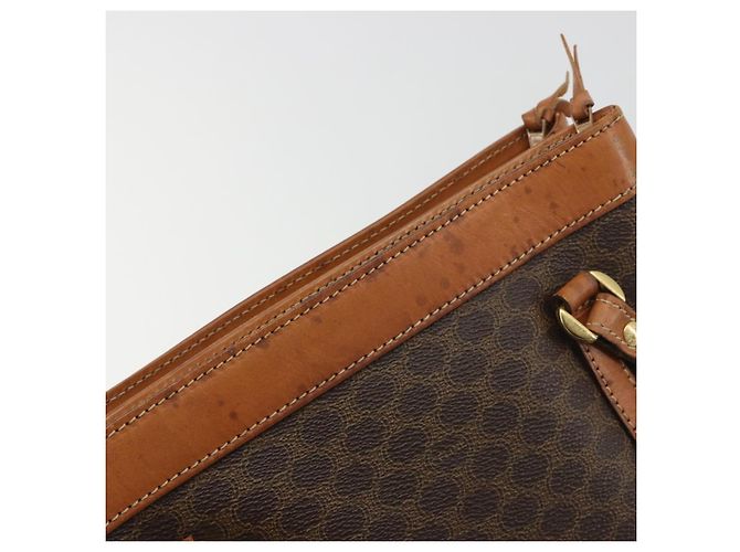 Céline Borsa CELINE Macadam Canvas PVC Pelle Marrone Oro Auth mr2661 D'oro - vista 14