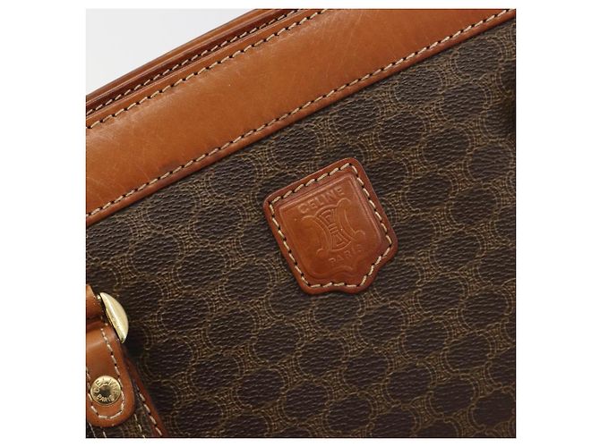 Céline Borsa CELINE Macadam Canvas PVC Pelle Marrone Oro Auth mr2661 D'oro - vista 15