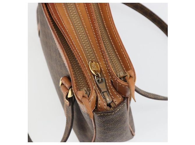 Céline Borsa CELINE Macadam Canvas PVC Pelle Marrone Oro Auth mr2661 D'oro - vista 17