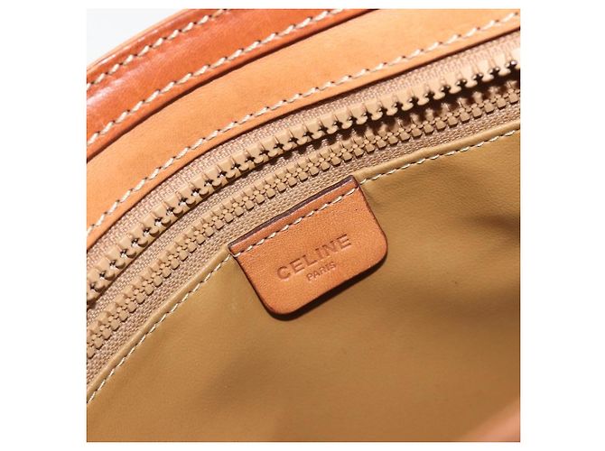 Céline Borsa CELINE Macadam Canvas PVC Pelle Marrone Oro Auth mr2661 D'oro - vista 18