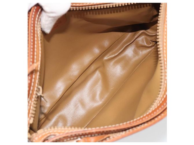 Céline Borsa CELINE Macadam Canvas PVC Pelle Marrone Oro Auth mr2661 D'oro - vista 19