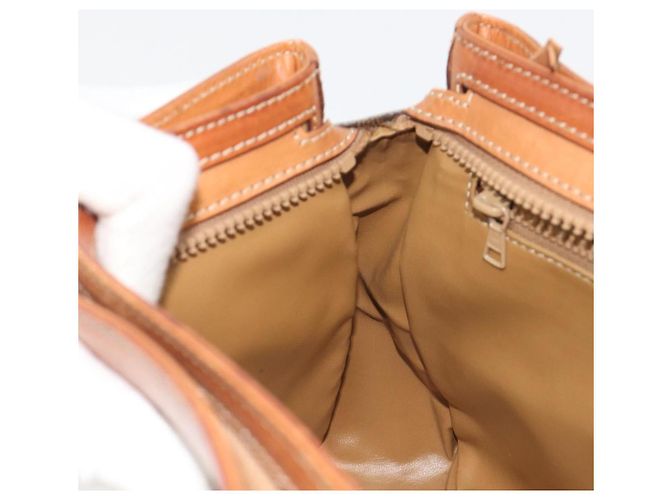 Céline Borsa CELINE Macadam Canvas PVC Pelle Marrone Oro Auth mr2661 D'oro - vista 21