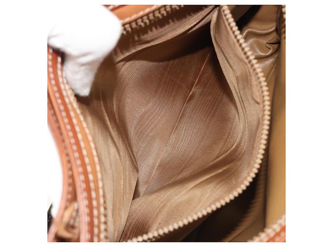 Céline Borsa CELINE Macadam Canvas PVC Pelle Marrone Oro Auth mr2661 D'oro - vista 23