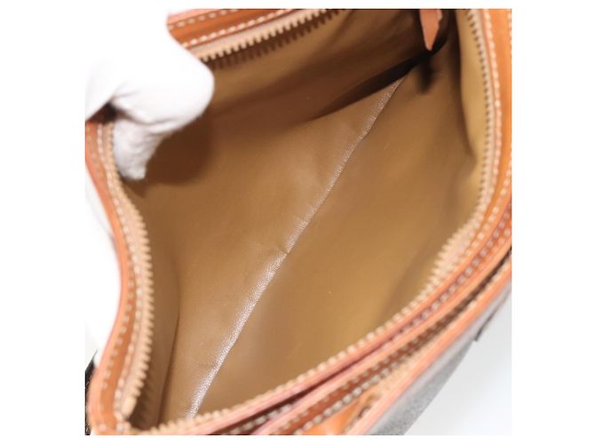 Céline Borsa CELINE Macadam Canvas PVC Pelle Marrone Oro Auth mr2661 D'oro - vista 24
