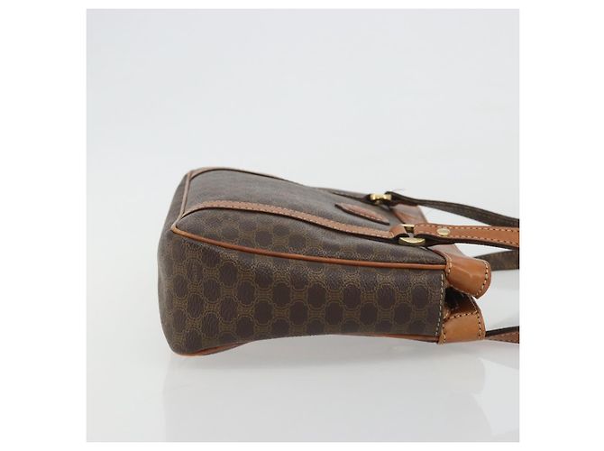 Céline Borsa CELINE Macadam Canvas PVC Pelle Marrone Oro Auth mr2661 D'oro - vista 4