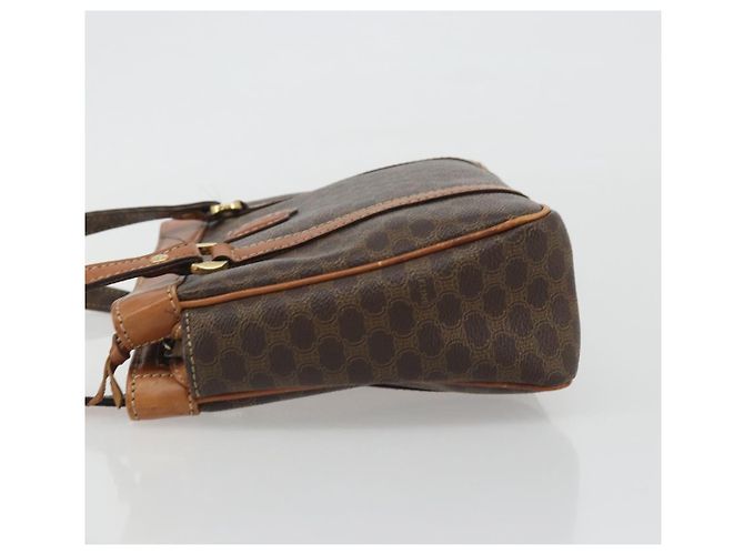 Céline Borsa CELINE Macadam Canvas PVC Pelle Marrone Oro Auth mr2661 D'oro - vista 5