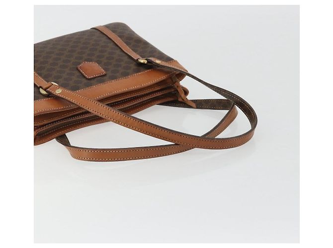 Céline Borsa CELINE Macadam Canvas PVC Pelle Marrone Oro Auth mr2661 D'oro - vista 7