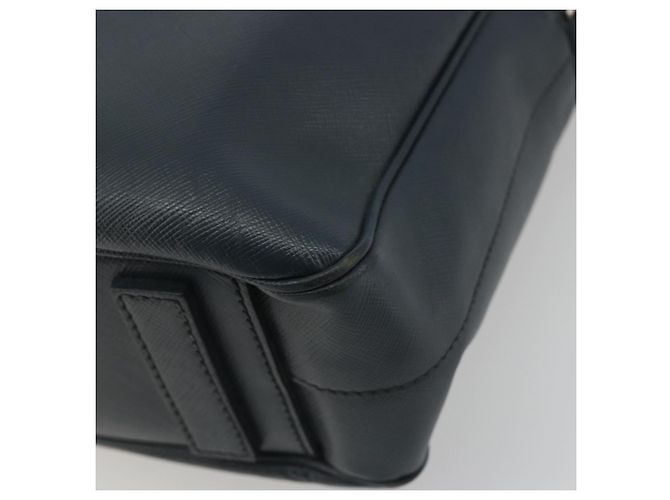Borsa Business PRADA in pelle Saffiano Blu Navy Argento Auth ka5145 - vista 10