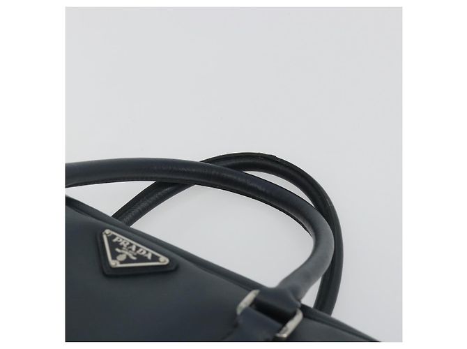 Borsa Business PRADA in pelle Saffiano Blu Navy Argento Auth ka5145 - vista 8