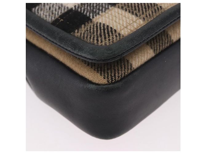 Borsa a Spalla BURBERRY Nova Check Cotone Beige Oro Auth 191600A D'oro - vista 10