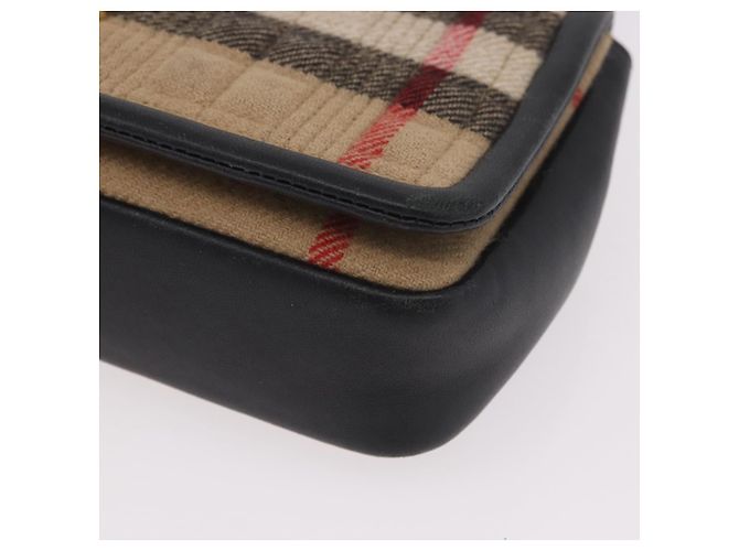 Borsa a Spalla BURBERRY Nova Check Cotone Beige Oro Auth 191600A D'oro - vista 11