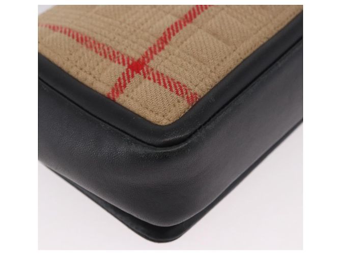 Borsa a Spalla BURBERRY Nova Check Cotone Beige Oro Auth 191600A D'oro - vista 12