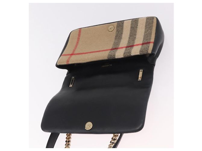 Borsa a Spalla BURBERRY Nova Check Cotone Beige Oro Auth 191600A D'oro - vista 15