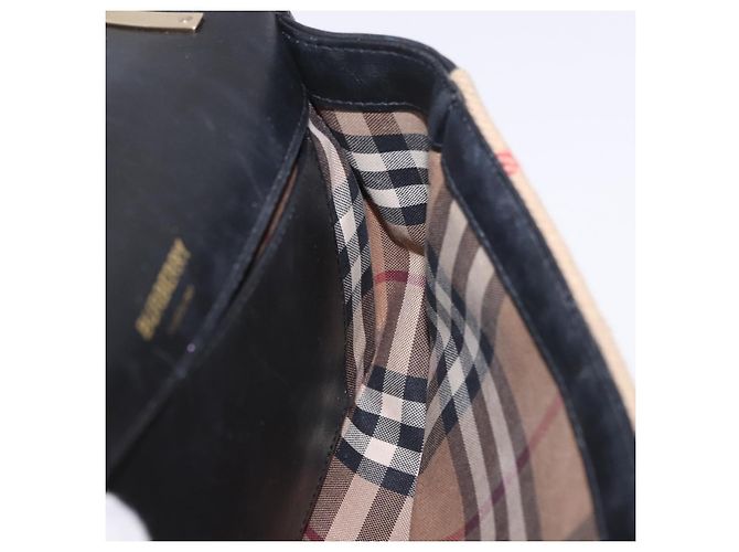 Borsa a Spalla BURBERRY Nova Check Cotone Beige Oro Auth 191600A D'oro - vista 18