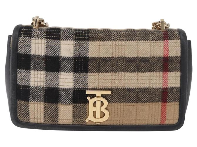 Borsa a Spalla BURBERRY Nova Check Cotone Beige Oro Auth 191600A D'oro - vista 2