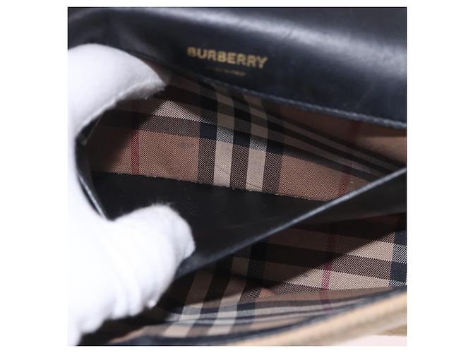 Borsa a Spalla BURBERRY Nova Check Cotone Beige Oro Auth 191600A D'oro - vista 20